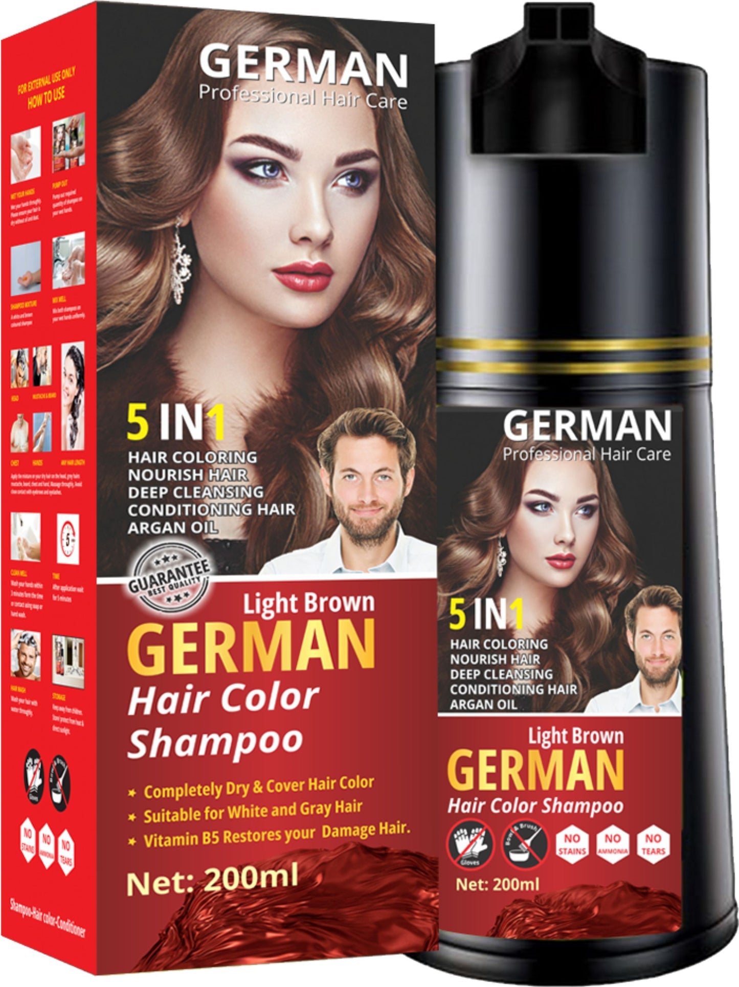 German Hair Color Shampoo 5-in-1. 200ml